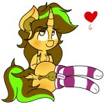  anthro anus awkward_dork balls brown_eyes chastity chastity_cage clothing digital_media_(artwork) equine girly hi_res hooves legwear looking_at_viewer male mammal my_little_pony penis simple_background socks solo theawkwarddork thigh_highs 