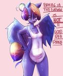  anthro anthrofied apron blue_fur breasts clothed clothing english_text equine erect_nipples female friendship_is_magic fur grey_background hair half-closed_eyes horse mammal multicolored_hair my_little_pony nipples open_mouth plain_background pony rainbow_dash_(mlp) rainbow_hair rainbowsprinkles12 skimpy small_breasts solo teeth text tongue wet wings 