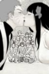  6+boys aburame_shino akimichi_chouji bad_id bad_pixiv_id black_hair blurry depth_of_field dress flower formal gaara haruno_sakura highres hyuuga_hinata inuzuka_kiba kiss long_hair monochrome multiple_boys multiple_girls nara_shikamaru naruto:_the_last naruto_(series) noeunjung93 rock_lee sai_(naruto) short_hair suit temari tenten uchiha_sasuke uzumaki_naruto wedding yamanaka_ino 