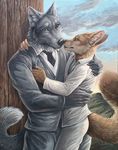  2015 anthro canine claws clothed clothing couple duo fox fur male male/male mammal marcus reis ring rukis smile wolf 