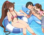  2girls artist_self-insert bad_id bad_pixiv_id banned_artist beard bikini black_hair blush breasts brown_hair child commentary_request faceless faceless_male facial_hair father_and_daughter flower hair_flower hair_ornament inflatable_toy inflatable_whale innertube jewelry kantai_collection ko-yamato large_breasts long_hair male_swimwear mother_and_daughter multiple_girls open_mouth pink_bikini pink_eyes ponytail pool ring shin'en-san shin'en_(gyokuro_company) short_hair side-tie_bikini swim_trunks swimsuit swimwear tattoo very_long_hair water wedding_band yamato_(kantai_collection) 