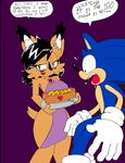  2015 anthro chilidog dialogue dreamcastzx english_text feline female food hedgehog lynx mammal nicole_the_lynx sonic_(series) sonic_the_hedgehog text 