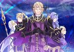  3girls aqua_(fire_emblem_if) armor black_armor blonde_hair blue_hair brother_and_sister brothers camilla_(fire_emblem_if) elise_(fire_emblem_if) fire_emblem fire_emblem_if gloves hino_michi lance leon_(fire_emblem_if) long_hair marks_(fire_emblem_if) multiple_boys multiple_girls polearm purple_hair siblings sisters weapon 
