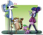  2015 avian barking bird canine cartoon_network clothing collar dog equestria_girls eyewear female glasses human mammal mordecai_(regular_show) my_little_pony raccoon regular_show rigby_(regular_show) scared spike_(eg) the-butcher-x twilight_sparkle_(eg) 