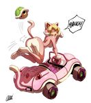  ^_^ alternate_costume animal_costume animal_ears ass blonde_hair car cat_costume cat_ears cat_tail closed_eyes driving earrings full_body gloves ground_vehicle jewelry mario_(series) mario_kart mario_kart_8 motor_vehicle onichan-xd paw_gloves paws princess_peach solo super_mario_bros. tail transparent_background turtle_shell 