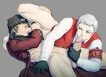  2boys 69 aragaki_shinjirou beanie brown_hair fellatio partially_clothed penis persona persona_4 sanada_akihiko silver_hair szadek veiny_penis yaoi 