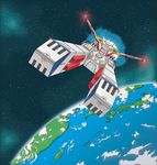  artist_request earth gundam highres mobile_suit_gundam planet space space_craft white_base 