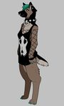  anthro blackshirtboy brown_fur canine clothing digitigrade dog female fur german_shepherd green_hair hair mammal piercing shepherd solo 