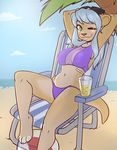  beach bikini clothed clothing female looking_at_viewer mammal mustelid otter seaside skimpy solo swimsuit zyira 