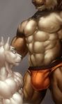  abs anthro biceps big_muscles bulge canine chest_tuft clothing dog feline fur lynx male mammal muscles nipples pecs pirun_(artist) tuft underwear 