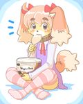  brown_eyes canine cream_fur dog eating female food fur hair ice_cream itou_sora kemono kin-shun mammal pink_hair 