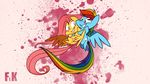  2015 duo equine female fluttershy_(mlp) fluttershythekind friendship_is_magic hair hug mammal multicolored_hair my_little_pony pegasus pink_hair rainbow_dash_(mlp) rainbow_hair wings 
