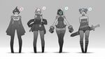  bandaid bare_shoulders blush_stickers bodysuit breasts cape choker clenched_hands dark_skin detached_sleeves dress eyepatch flat_chest game_console gloves greyscale gui_guimaraes highres hood monochrome multiple_girls playstation playstation_4_(personification) sash scarf sheath sheathed short_twintails sleeves_past_wrists small_breasts sony speech_bubble spot_color strapless strapless_dress sword symbol thigh_gap thighhighs twintails unitard weapon wide_hips 