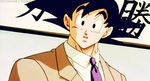  animated animated_gif business_suit chair chi-chi_(dragon_ball) chichi dragon_ball dragonball_z husband_and_wife plant son_goku son_gokuu table teleport vase 