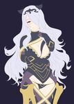  breasts camilla_(fire_emblem_if) cleavage fire_emblem fire_emblem_if hair_over_one_eye jpeg_artifacts large_breasts long_hair purple_hair solo syacyo 