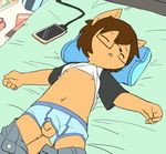  anthro balls cat clothing cub feline flaccid male mammal manmosu_marimo penis sleeping solo underwear young 