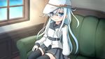  blue_eyes hammer_and_sickle hibiki_(kantai_collection) highres kantai_collection karuna_(madlax) long_hair looking_at_viewer sitting solo thighhighs verniy_(kantai_collection) 