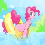  2015 blue_eyes braddo cutie_mark earth_pony equine female feral friendship_is_magic hair hi_res horse inner_tube long_hair mammal my_little_pony outside pink_hair pinkie_pie_(mlp) pony smile solo water 