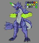  2013 anthro anthrofied black_nipples blue_scales brachydios breasts brute_wyvern capcom claws diamonddragon female green_scales grey_background horn model_sheet monster_hunter nipples nude plain_background red_sclera scalie slit_pupils small_breasts solo toe_claws video_games yellow_eyes 