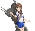  ame. brown_eyes brown_hair cannon fubuki_(kantai_collection) kantai_collection ponytail school_uniform serafuku short_hair torpedo turret 