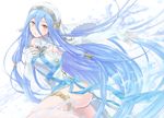  aqua_(fire_emblem_if) ass bad_id bad_pixiv_id blue_hair bow detached_collar elbow_gloves fingerless_gloves fire_emblem fire_emblem_if gloves hair_between_eyes long_hair noko_(artist) outstretched_arm parted_lips ribbon solo very_long_hair water white_gloves yellow_eyes 