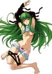  absurdres barefoot bow breasts c.c. code_geass extraction feet full_body green_hair highres long_hair medium_breasts panties pink_panties solo transparent_background underboob underwear undressing 