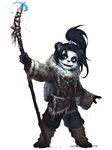  black_hair blue_eyes female heart holding holding_weapon li_li_stormstout long_sleeves open_mouth ponytail smile solo staff warcraft weapon white_background world_of_warcraft yy6242 