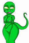  breasts female green_skin iguanasarecool lizard open_mouth pussy reptile scalie standing yellow_eyes 