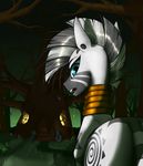  2015 blue_eyes butt cutie_mark equine female friendship_is_magic gold_(metal) looking_at_viewer looking_back madhotaru mammal my_little_pony neck_rings piercing solo stripes zebra zecora_(mlp) 