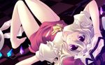  barefoot blonde_hair flandre_scarlet hat highres lying motomiya_mitsuki non-web_source on_back one_side_up ponytail red_eyes short_hair smile solo touhou upside-down wallpaper wings 