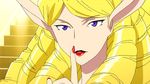  blonde_hair curly_hair female finger_to_mouth hair lipstick long_ears makeup narcissist purple_eyes red_fingernails shhh sofia sofia_(space_dandy) solo space_dandy 