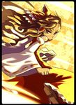  angry bow brown_eyes brown_hair daitai_konna_kanji detached_sleeves dress gohei hair_bow hair_tubes hakurei_reimu long_hair serious solo touhou 