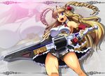  blonde_hair blue_eyes breasts gloves gunlance highres large_breasts legs long_hair neige_hausen no_panties pointy_ears sangekimaru solo super_robot_wars super_robot_wars_og_saga_mugen_no_frontier super_robot_wars_og_saga_mugen_no_frontier_exceed 