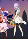  bad_id bad_pixiv_id blue_hair braid garuku halloween izayoi_sakuya maid multiple_girls pink_eyes purple_hair remilia_scarlet touhou wings 