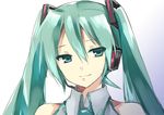  aqua_eyes aqua_hair bad_id bad_pixiv_id hatsune_miku headphones headset hijiki_(hijikini) long_hair riajuu_bakuhatsu_shiro!_(vocaloid) smile solo twintails upper_body vocaloid 