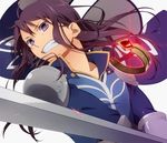  armor black_eyes black_hair bracelet clenched_teeth jewelry male_focus military military_uniform murakami_yuichi solo sword tales_of_(series) tales_of_vesperia teeth uniform weapon yuri_lowell 