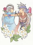  alternate_costume alternate_hairstyle artist_name bad_id bad_pixiv_id brown_eyes cape crystal dissidia_final_fantasy final_fantasy final_fantasy_ii flower frioniel grey_hair kaito_(teranoisan) male_focus multiple_boys ponytail rose 