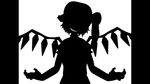  bad_apple!! evil_grin evil_smile flandre_scarlet greyscale grin highres monochrome screencap side_ponytail silhouette smile solo touhou wings 