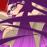  bayonetta bayonetta_(character) black_hair blue_eyes breasts gamena_ko glasses long_hair looking_down lowres oekaki very_long_hair 