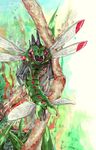  bad_pixiv_id bug forest gen_4_pokemon insect nature no_humans pokemon pokemon_(creature) realistic saliva tab_(squitter) wings yanmega 