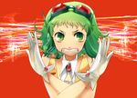  angry clenched_teeth gloves goggles goggles_on_head green_eyes green_hair gumi headphones headset kojijima motion_blur short_hair solo teeth vocaloid 