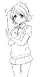  bad_id bad_pixiv_id blush fubuki_shirou genderswap genderswap_(mtf) greyscale inazuma_eleven inazuma_eleven_(series) monochrome pleated_skirt school_uniform short_hair sketch skirt solo sweater_vest tomo_(sjim) white_background 