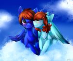  blue_fur brown_hair character couple equine fan_character female freeze-pop88 friendship_is_magic fur hair horse invalid_tag male mammal my_little_pony nuzzling pegasus pony ponysona sona wings 