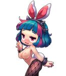  1girl animal_ears blush breasts bunny_ears character_request happening18 maplestory maplestory_2 nipples open_mouth red_eyes simple_background solo topless windy4th 