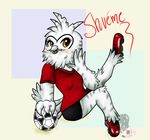  anthro avian bird blush mascot mundienadog one_leg_up owl pinup pose shu&eacute;me signature sitting snowy_owl soccer soccer_ball solo 