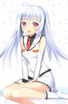  :d ahoge ankle_boots boots crying crying_with_eyes_open detached_sleeves isla_(plastic_memories) mochiko_(mochiko3121) necktie open_mouth plastic_memories red_eyes sitting smile solo tears twintails white_background white_footwear white_hair 