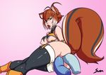  anal anal_object_insertion animal_ears antenna_hair black_legwear blazblue breast_slip breasts brown_eyes brown_hair dildo double_penetration fucked_silly huge_dildo large_breasts lying makoto_nanaya object_insertion on_side one_breast_out orange_skirt short_hair skirt solo squirrel_ears squirrel_tail sven_(svenners) tail thighhighs tongue tongue_out uncensored underboob vaginal vaginal_object_insertion 