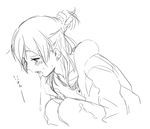  bad_id bad_pixiv_id blush drooling greyscale hair_pull inazuma_eleven inazuma_eleven_(series) male_focus miyasaka_ryou monochrome open_mouth saliva sketch solo squatting tomo_(sjim) tongue tongue_out white_background 