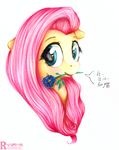  2015 absurd_res colored_pencil_(artwork) dialogue english_text equine female feral flower fluttershy_(mlp) friendship_is_magic hair hi_res horse long_hair mammal my_little_pony pink_hair plain_background plant pony rivamon solo text traditional_media_(artwork) white_background 