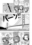  bad_id bad_pixiv_id bridge comic golden_gate_bridge greyscale hair_intakes inazuma_(kantai_collection) kantai_collection monochrome multiple_girls tatsuta_(kantai_collection) tenryuu_(kantai_collection) translated zen_nihon_oshiuri_kyoukai 